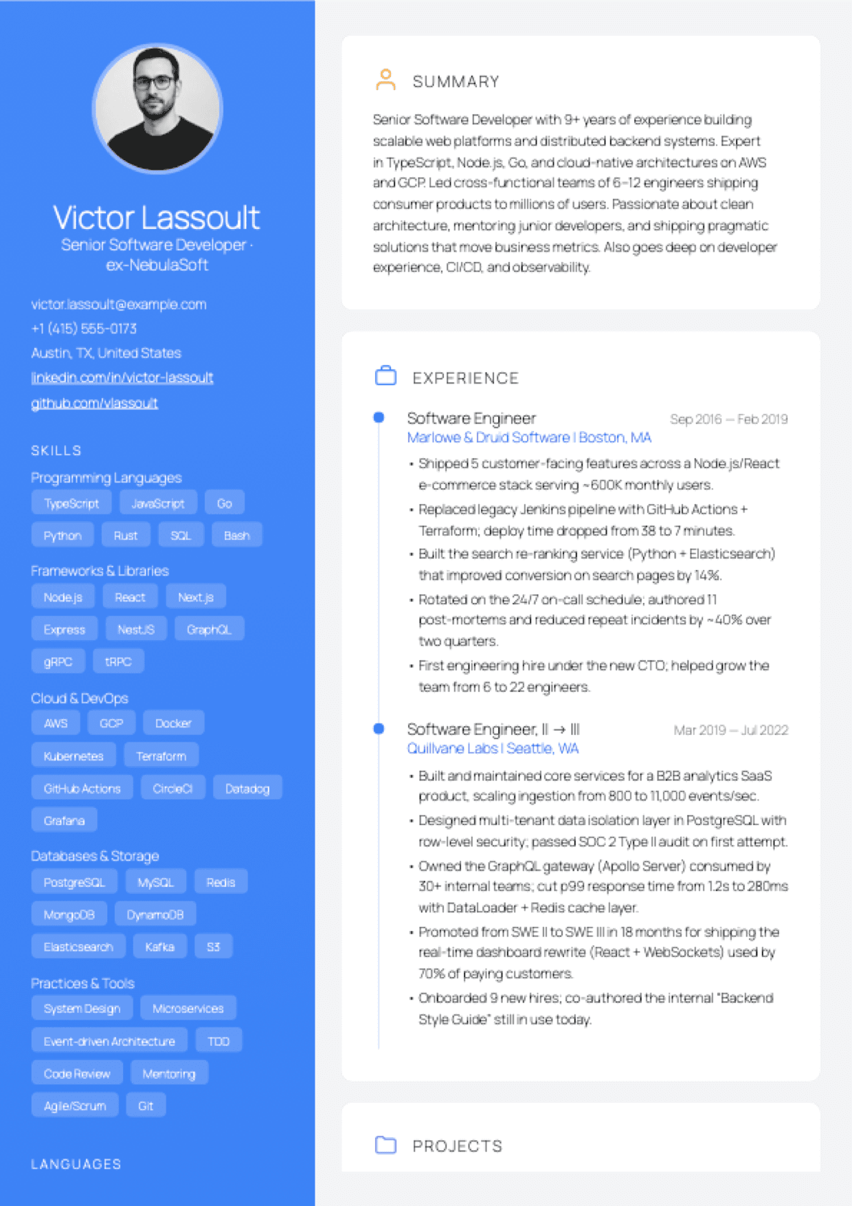 Aurora resume template preview