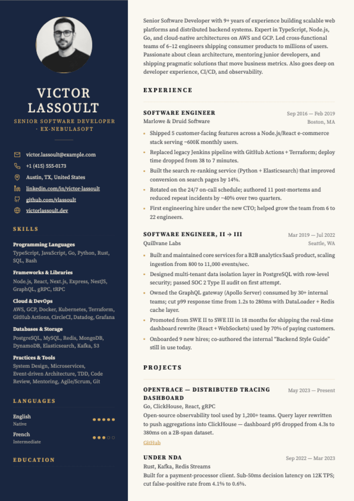 Boardroom resume template preview