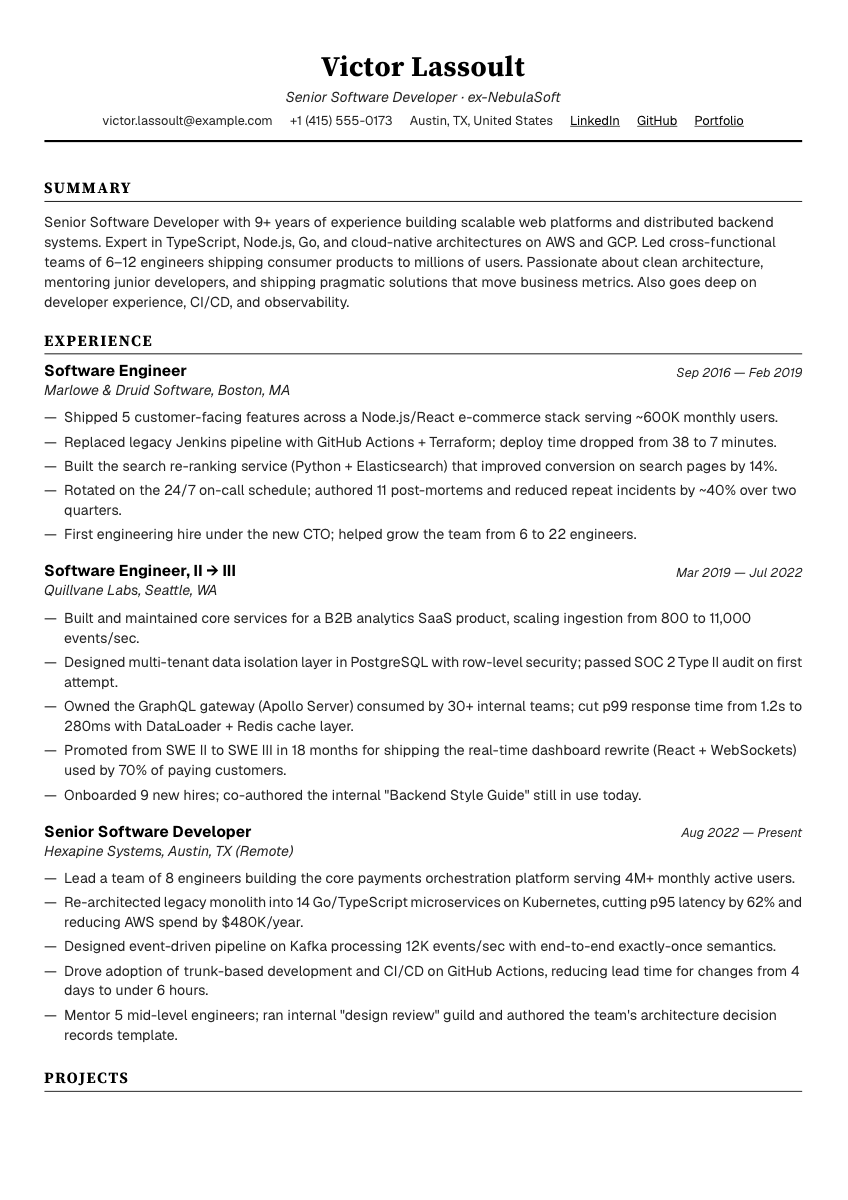 Classic Professional layout preview